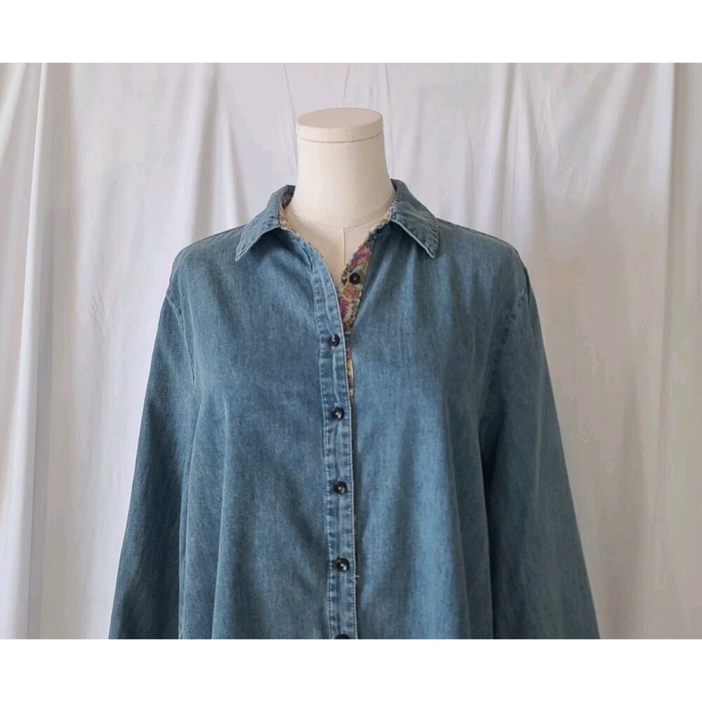 NATURAL LIFE Blue Denim Mini Dress with Floral Accents - Picture 5 of 9